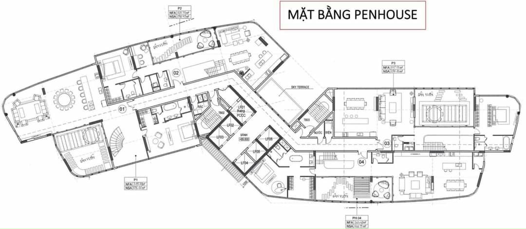 Layout tầng Penthouse Thảo Điền Green