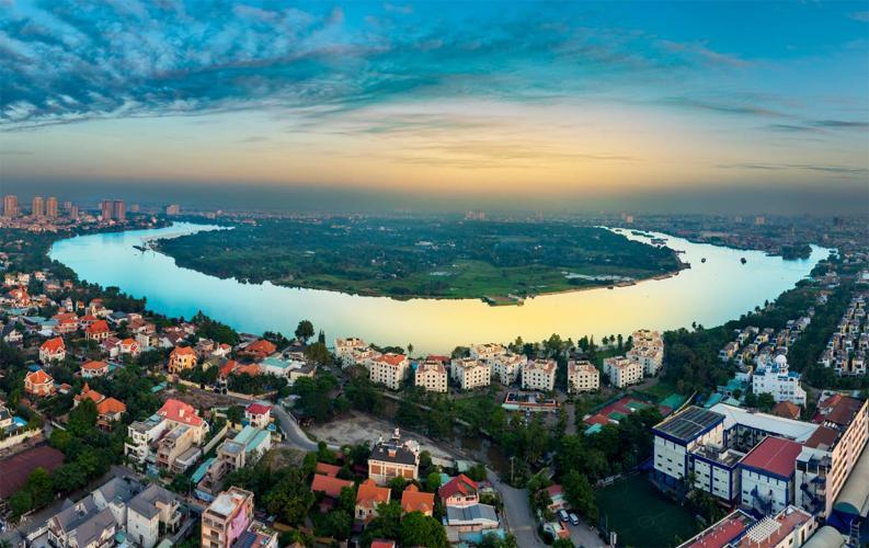 Khu Thảo Điền được bao boc bởi dòng sông Sài Gòn