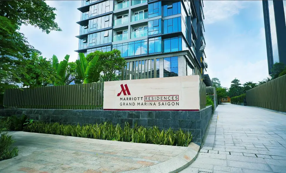 Marriott brand sign at Grand Marina Saigon